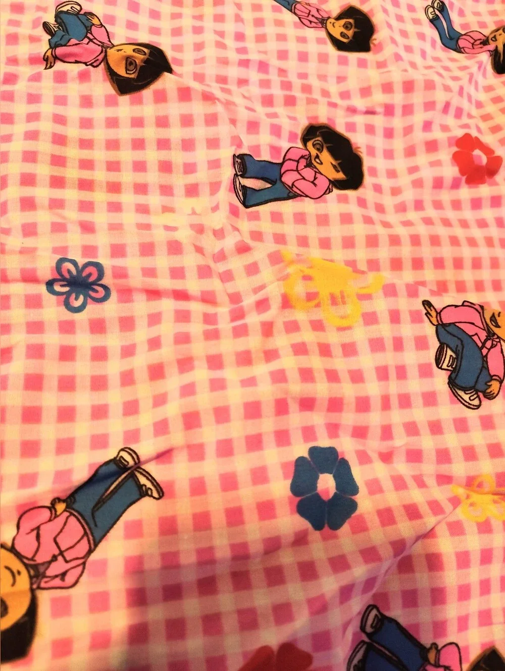 2009 Dora the explorer 3 Piece Sheet Set Twin Flat Fitted Pillowcase Nick Jr.